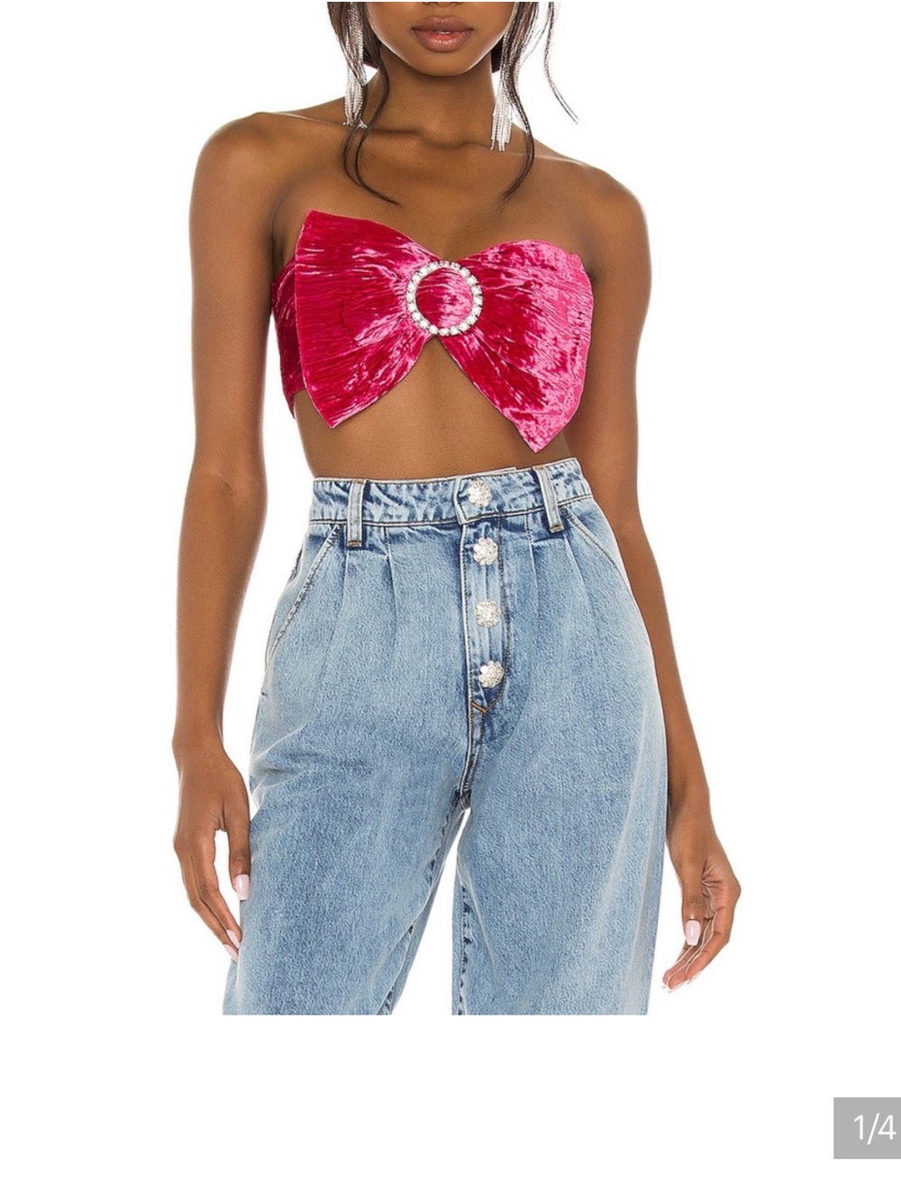 Kimora Top Lovers + Friends Size Small Pink Magenta Crop Bow